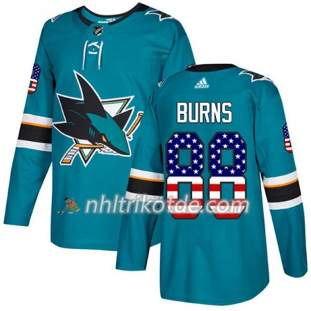 San Jose Sharks Trikot Brent Burns 88 Adidas 2017-2018 Teal USA Flag Fashion Authentic - Herren